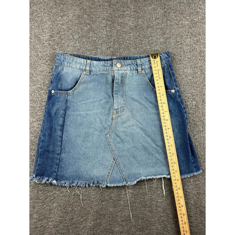Altar'd State Two-Tone Denim Mini Skirt with Frayed‎ Hem Size Small - Picture 3 of 6